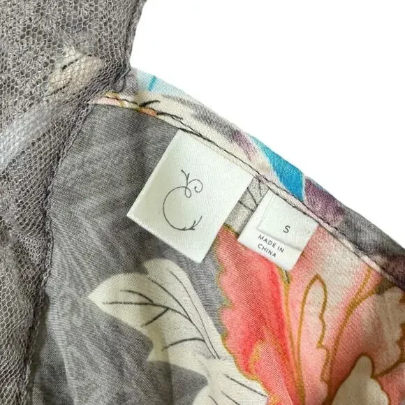 Anthropologie Eloise Lela Lace Romper Small Floral NIghtie Teddy Gray Boho Sleep - Picture 7 of 8